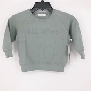 GOOD AMERICAN Kid's All Good Crew Sweatshirt Sage Green Size 4T Long Sleeve NWT